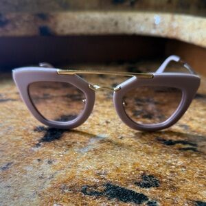 Prada Mauve Cat-Eye Glasses with Gold Accent
